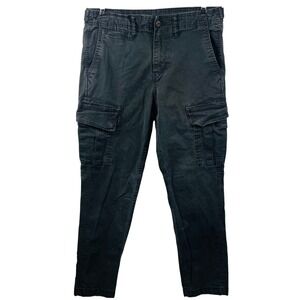 American Eagle Cargo Pants Black Straight Baggy‎ Grunge Y2K Utility Womens 32x32